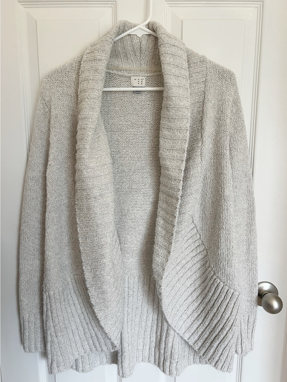 a new day Cozy Grey Open-Front Shawl Collar Cardigan